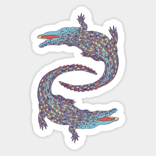 Crocodiles (Camel and Blue Palette) Sticker